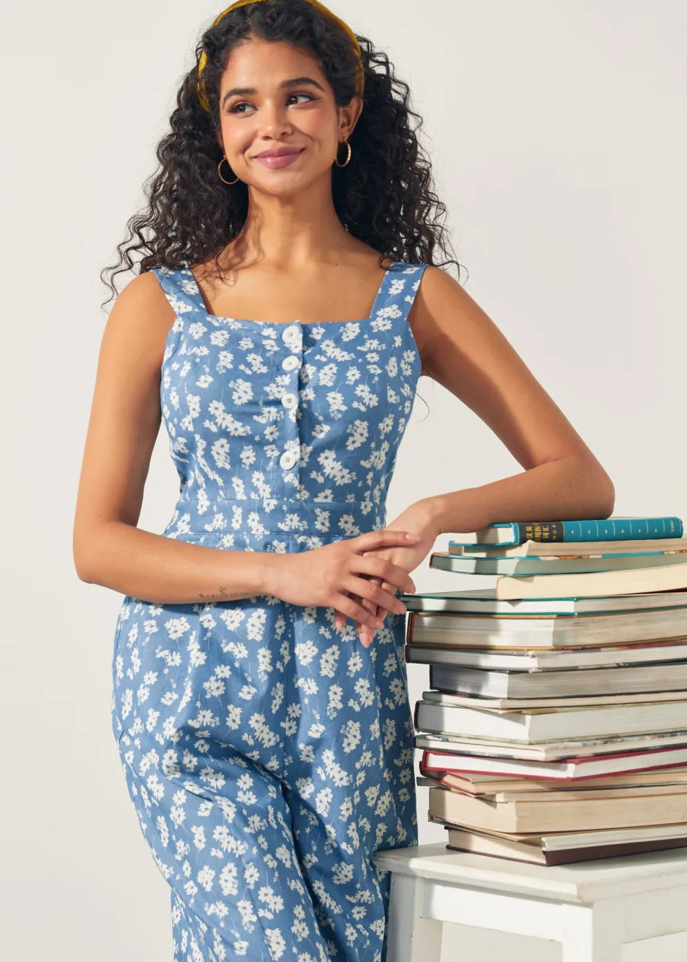 A Playful Bouquet Button-Front Jumpsuit