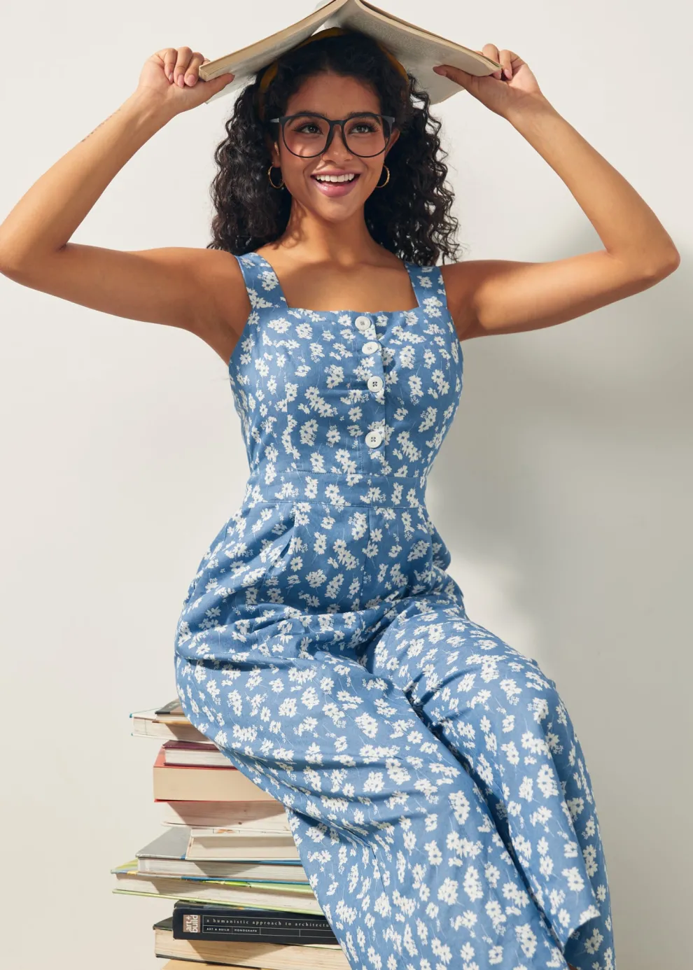 A Playful Bouquet Button-Front Jumpsuit