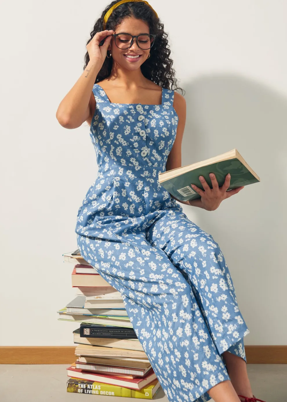 A Playful Bouquet Button-Front Jumpsuit