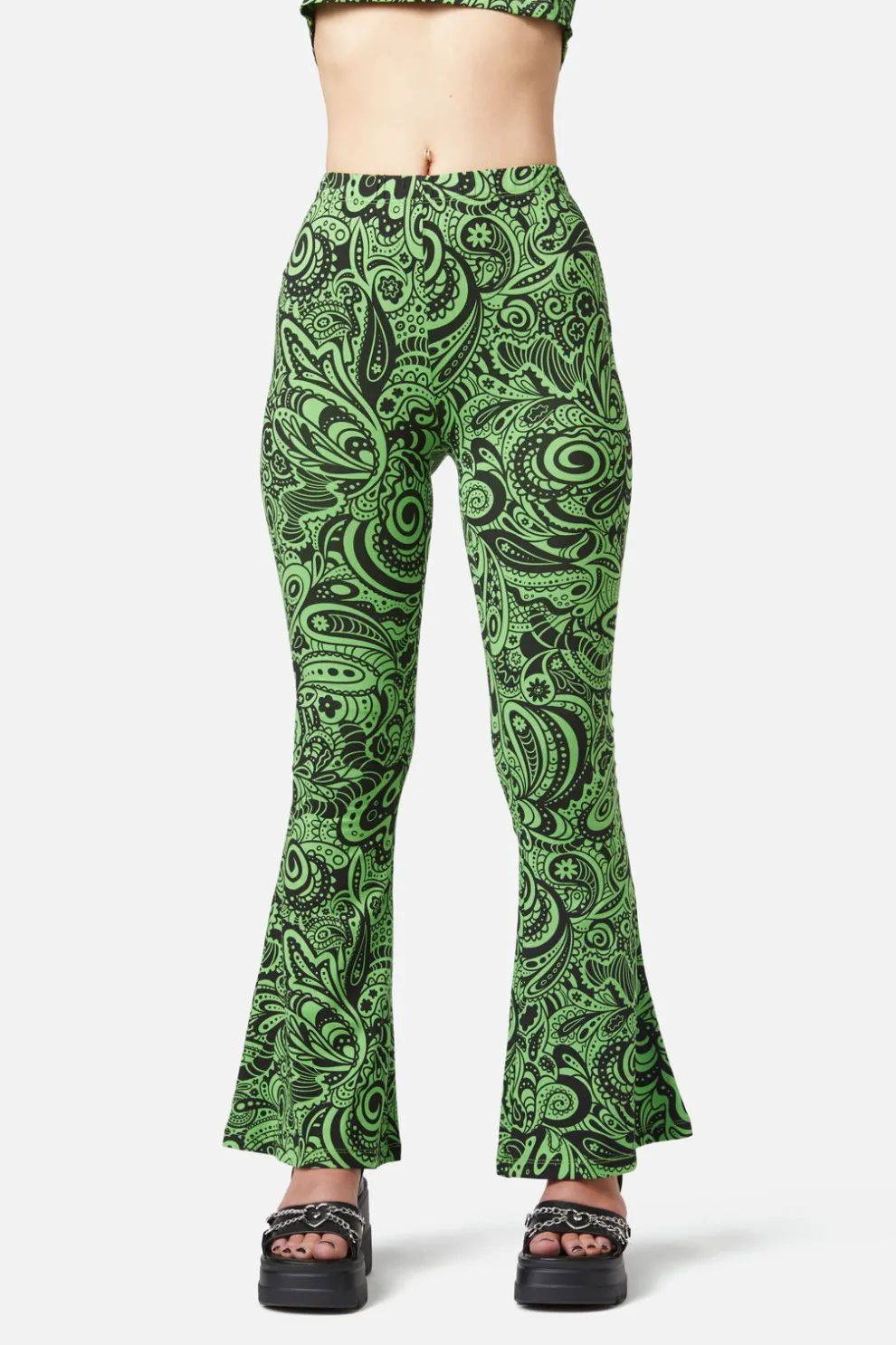 Acid Paisley Jersey Flares