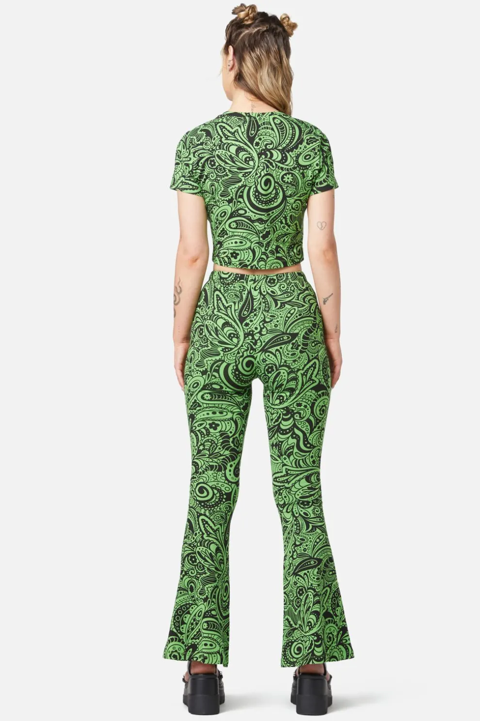 Acid Paisley Jersey Flares
