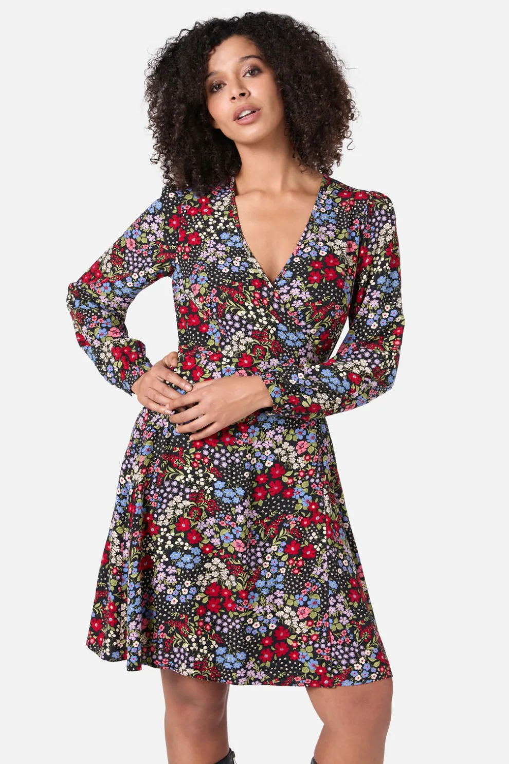 Ada 90's Floral Mini Wrap Dress
