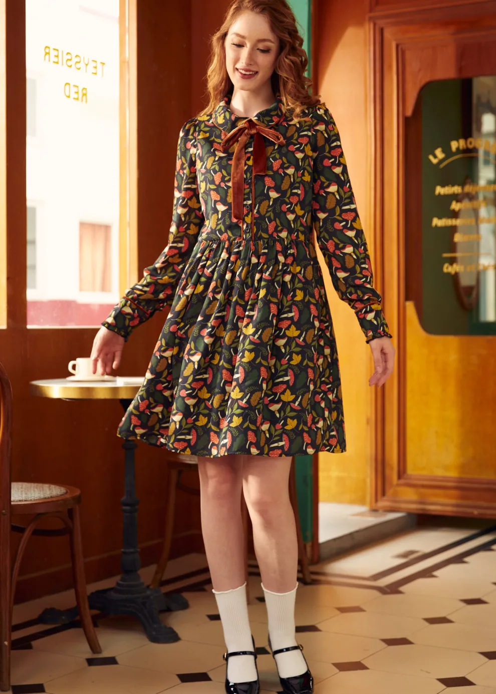 Afternoon Tea Time Drop Waist Shirt Dress