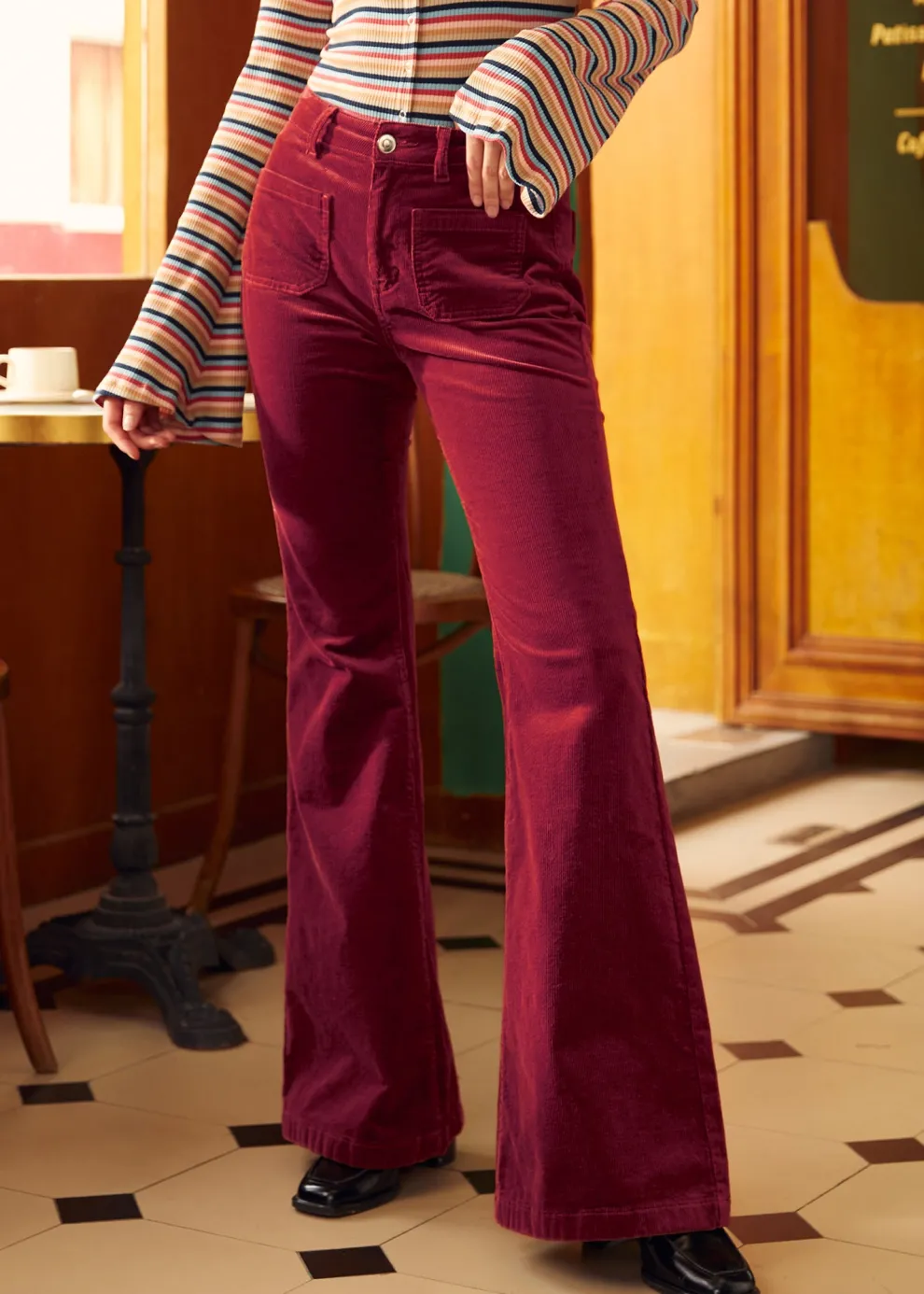 All Aboard For Corduroy Flare-Leg Pants
