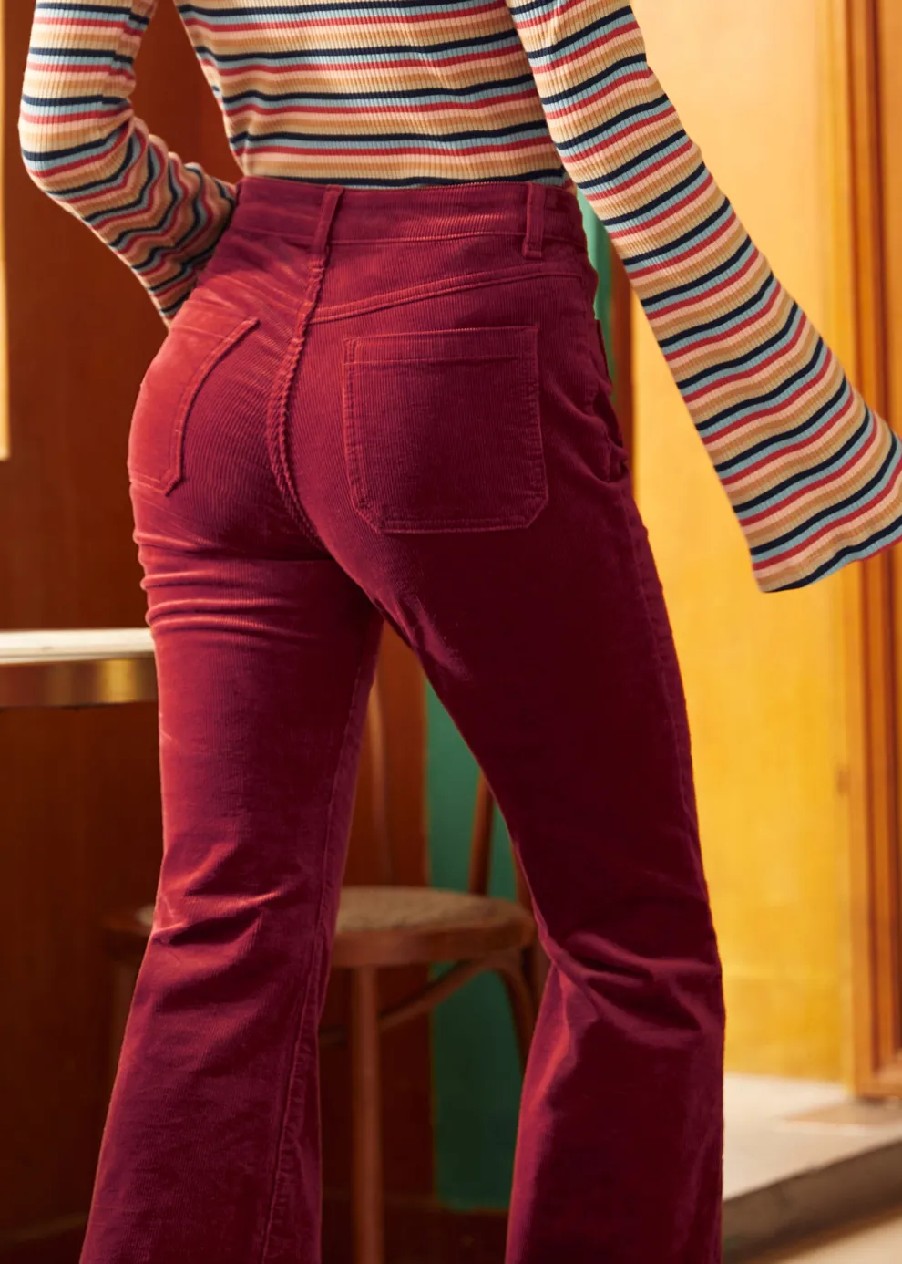 All Aboard For Corduroy Flare-Leg Pants
