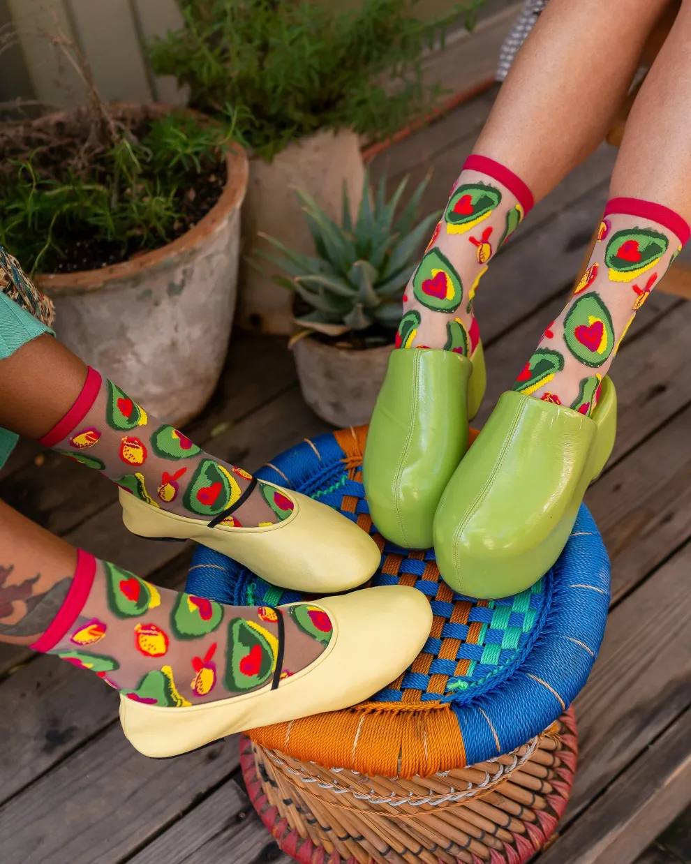 Avocado Lover Sheer Crew Sock