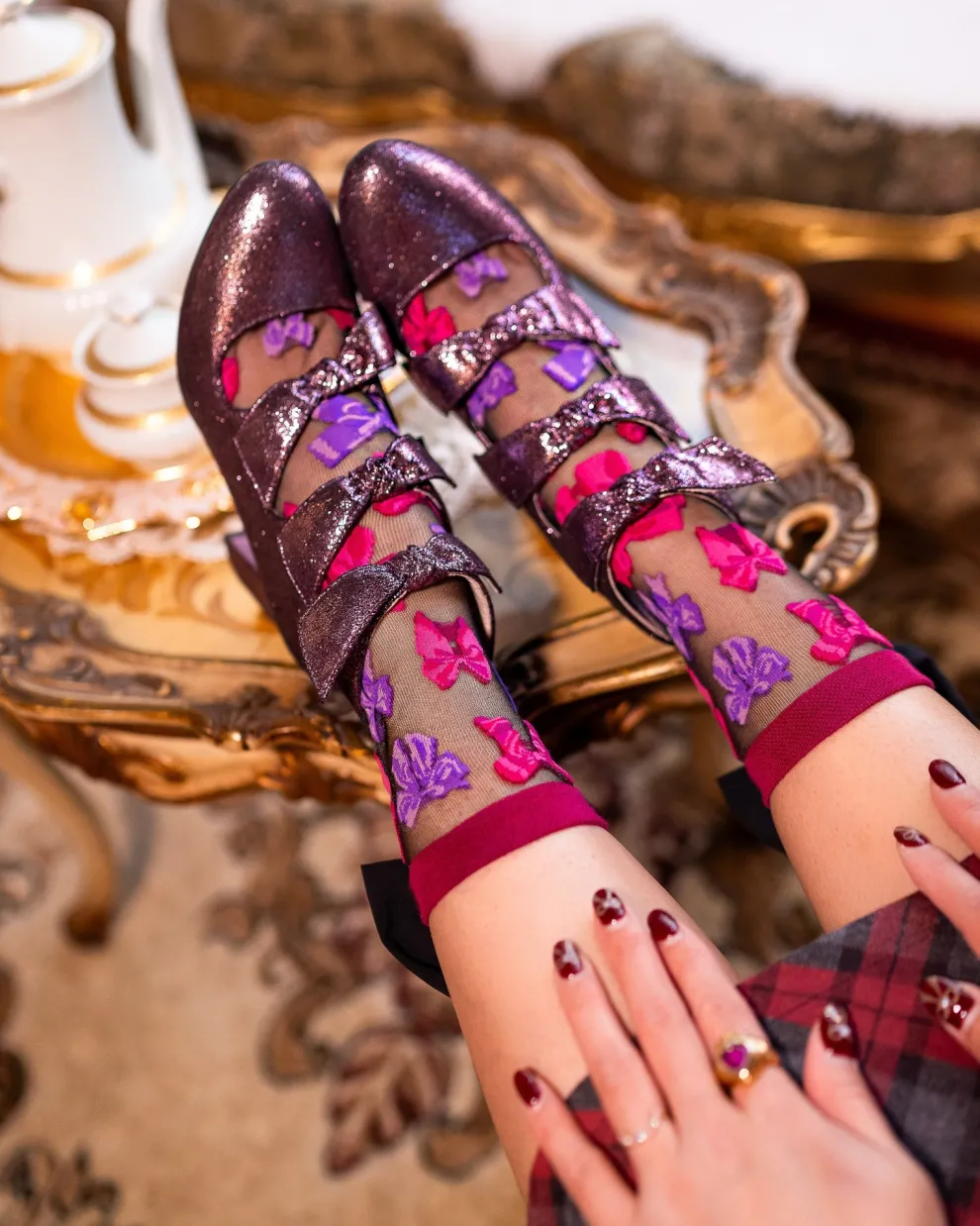 Big Bow Energy Black Sheer Crew Sock