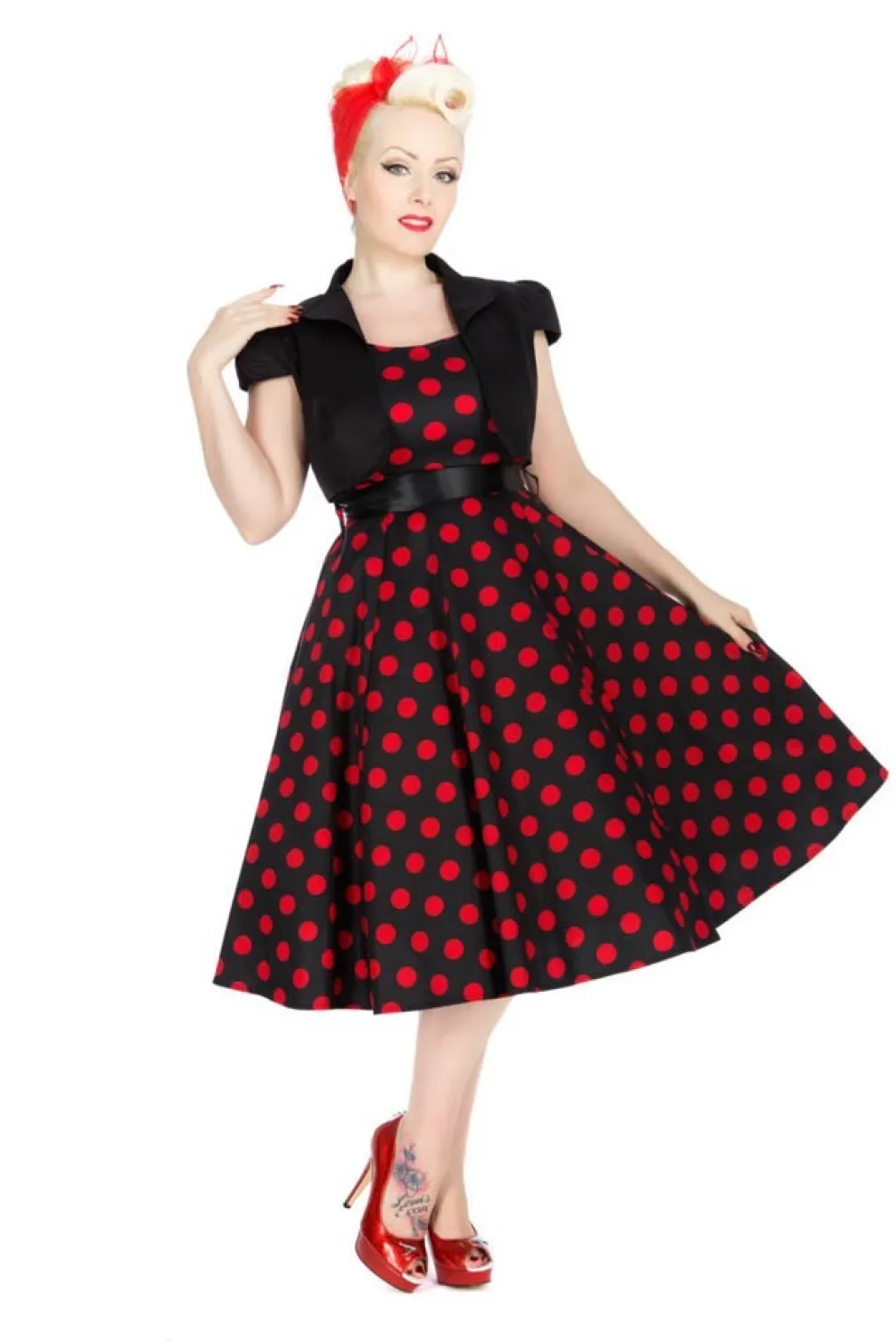 Black & Red Polka Dot Swing Dress