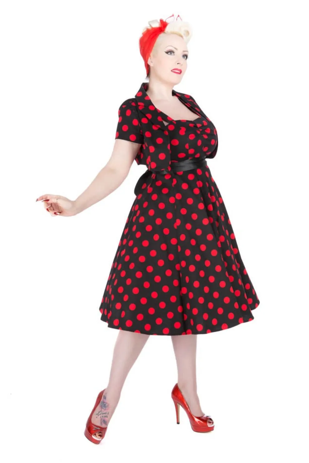 Black & Red Polka Dot Swing Dress