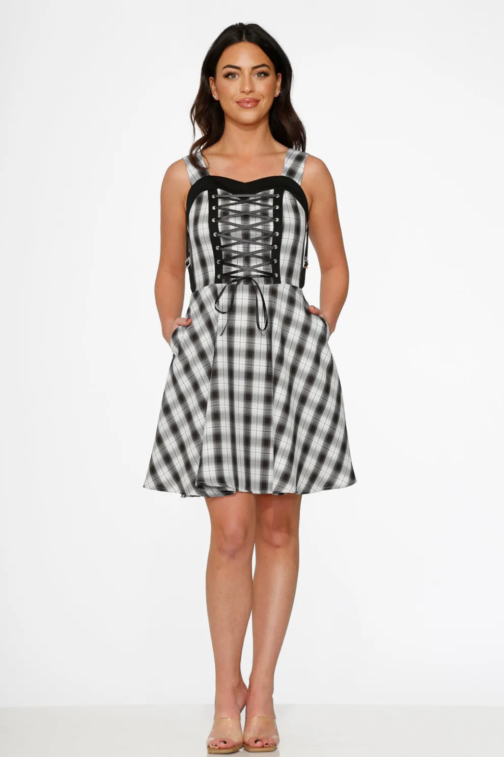 Black & White Plaid Swing Dress