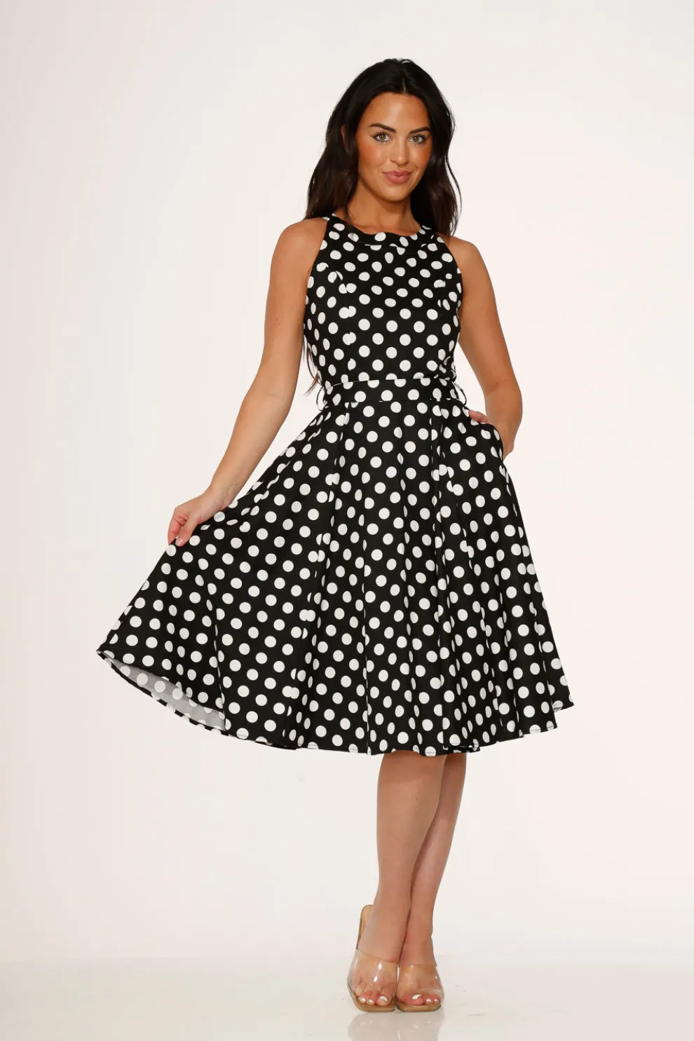 Black & White Polka Dot Swing Dress