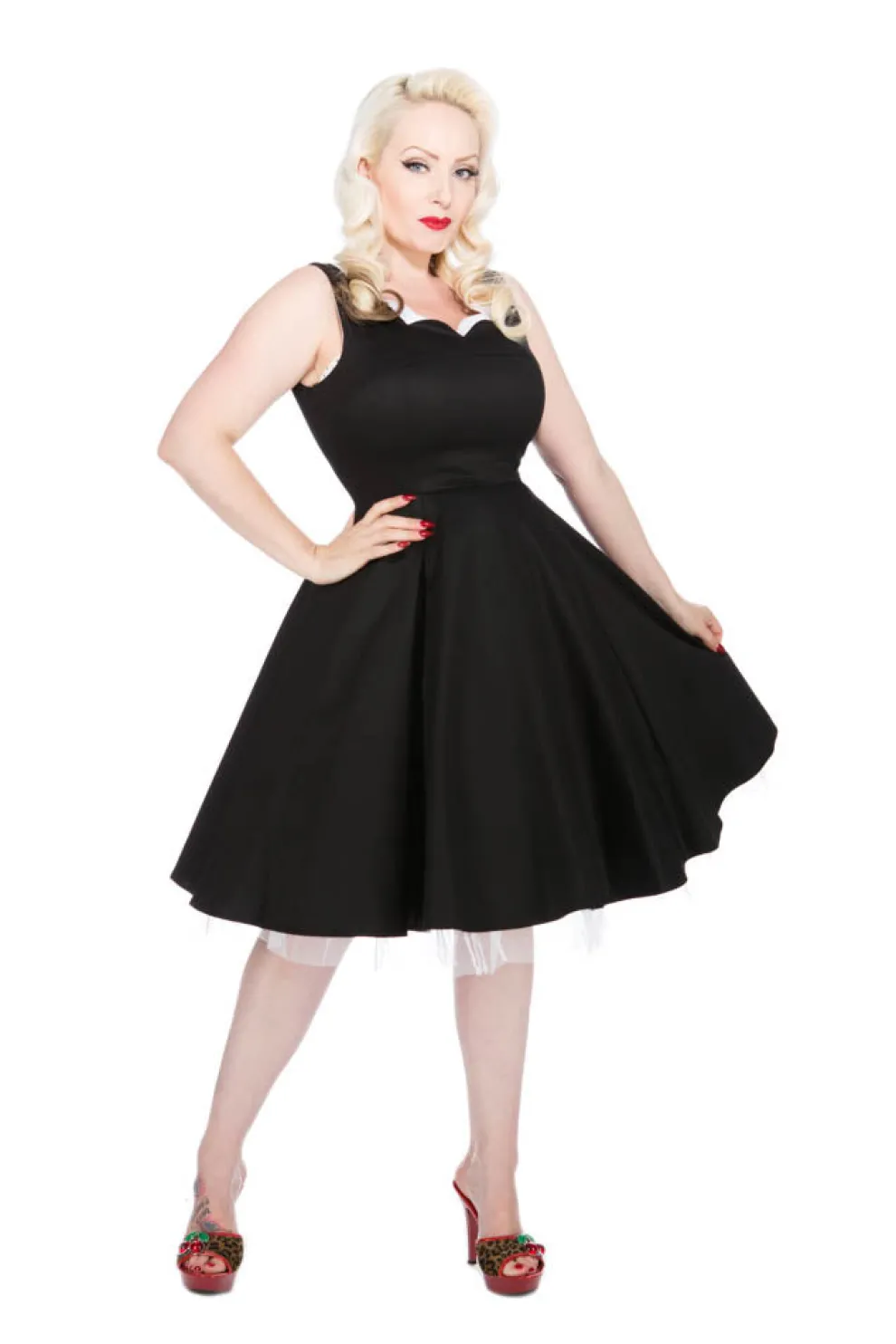 Black & White Queen Neck Swing Dress