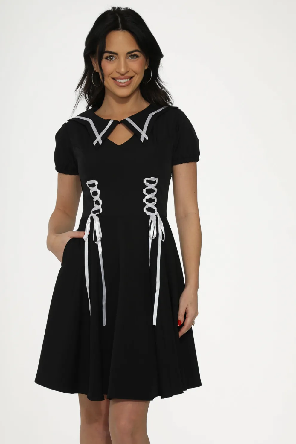 Black & White Trim Gothic Swing Dress