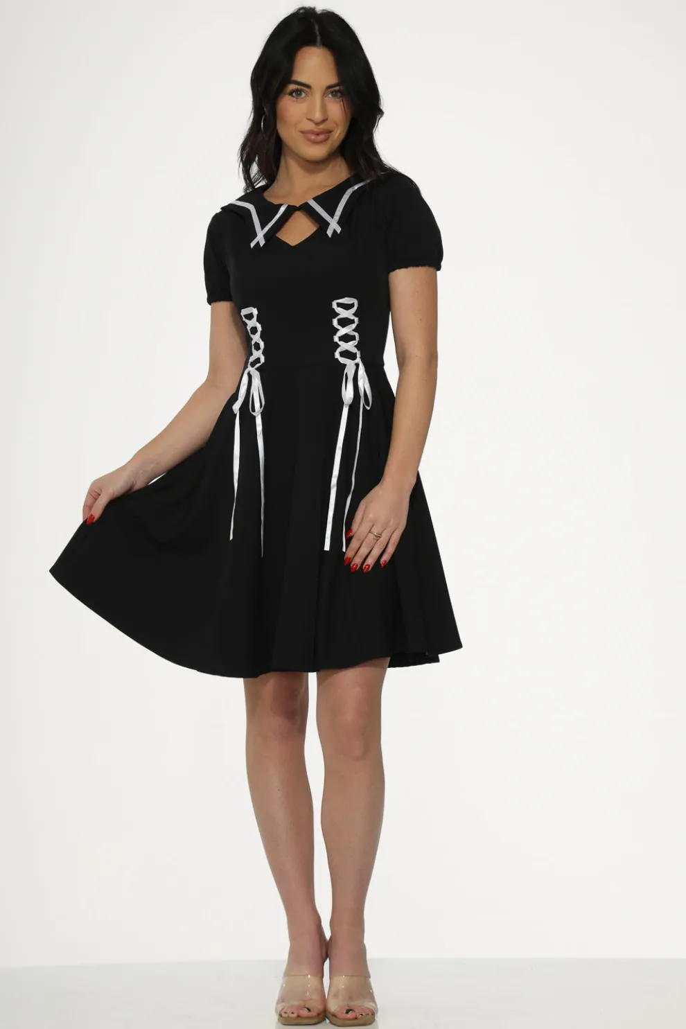 Black & White Trim Gothic Swing Dress