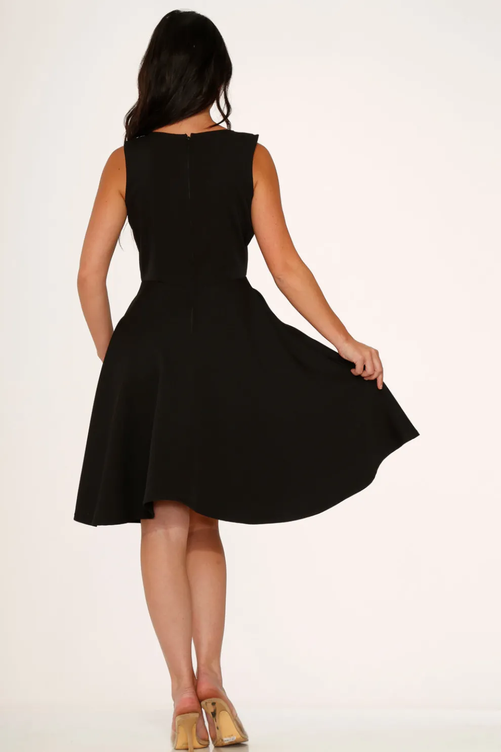 Black Bat Embroidered Swing Dress