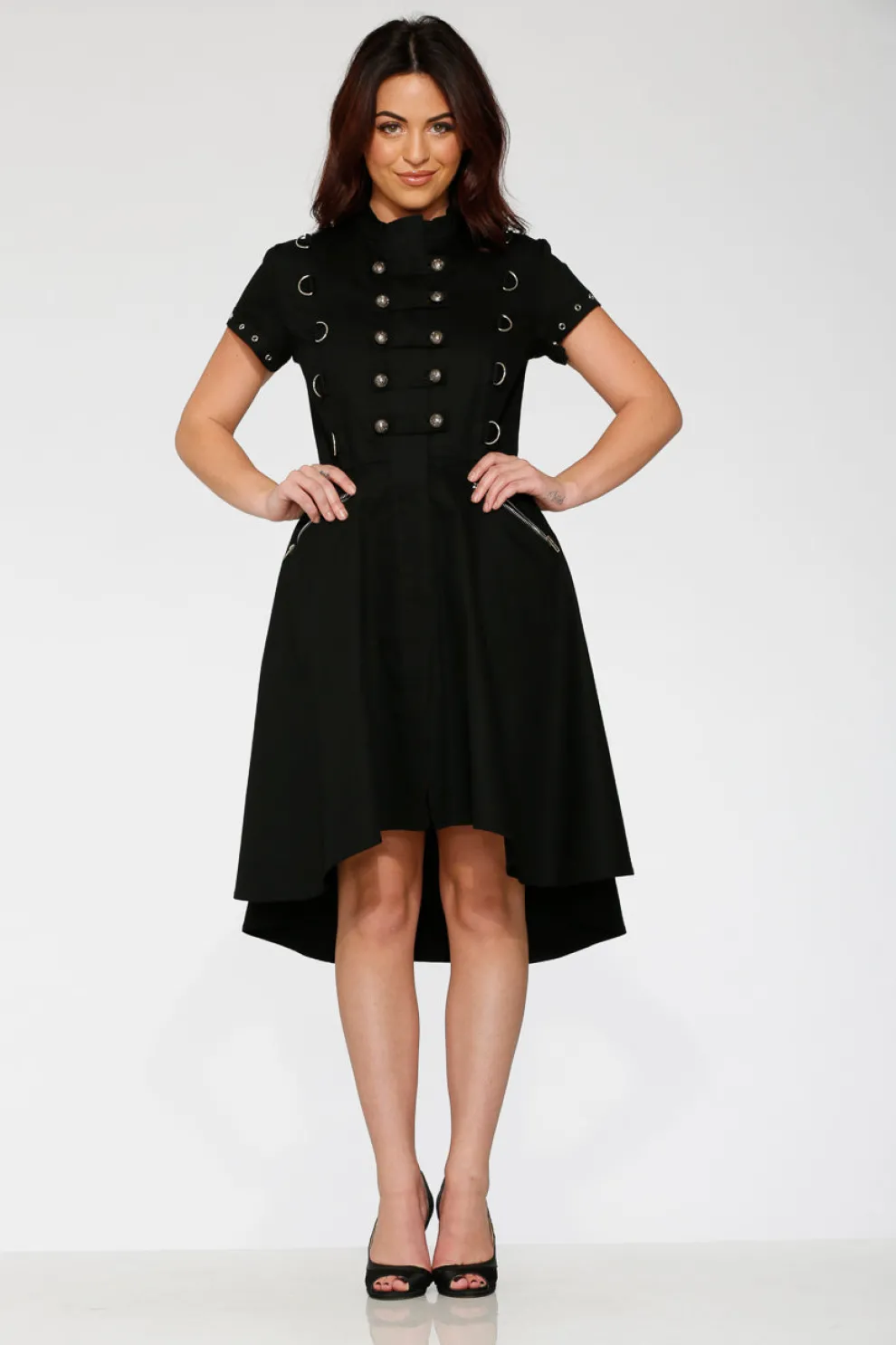 Black Battalion Hi-Lo Swing Dress