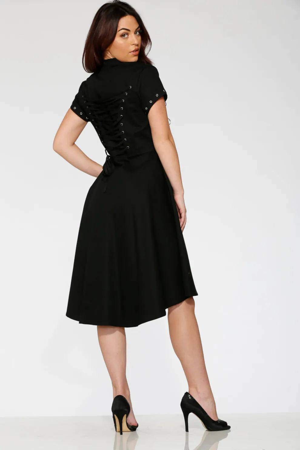Black Battalion Hi-Lo Swing Dress