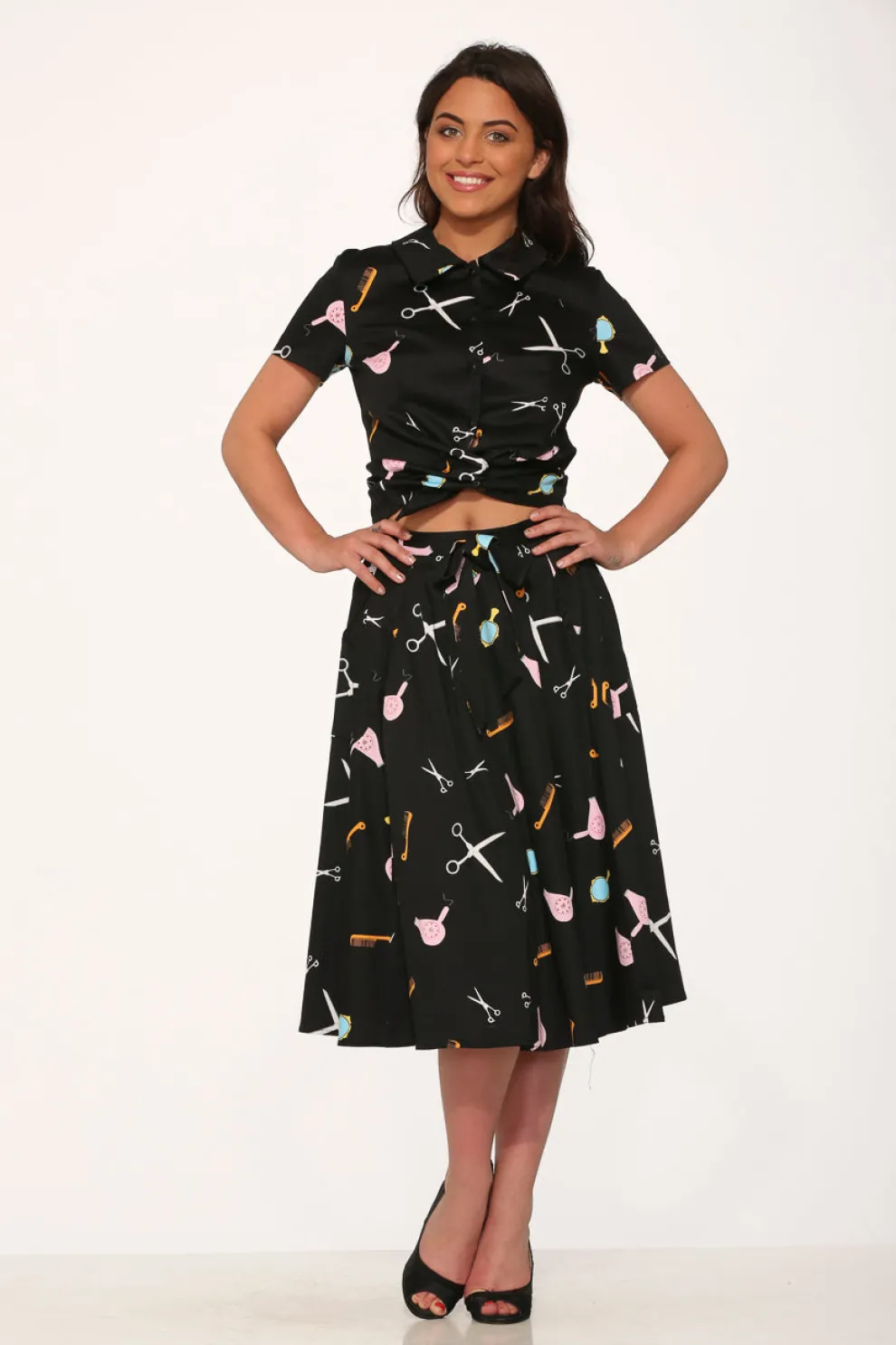 Black Beauty Salon Top & Skirt
