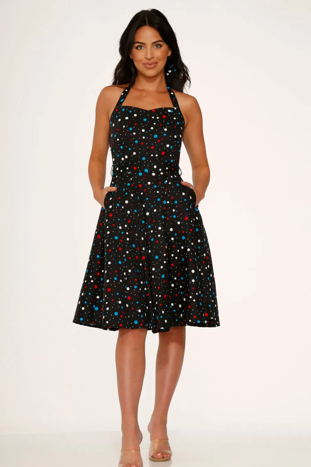 Black Candy Halter Swing Dress