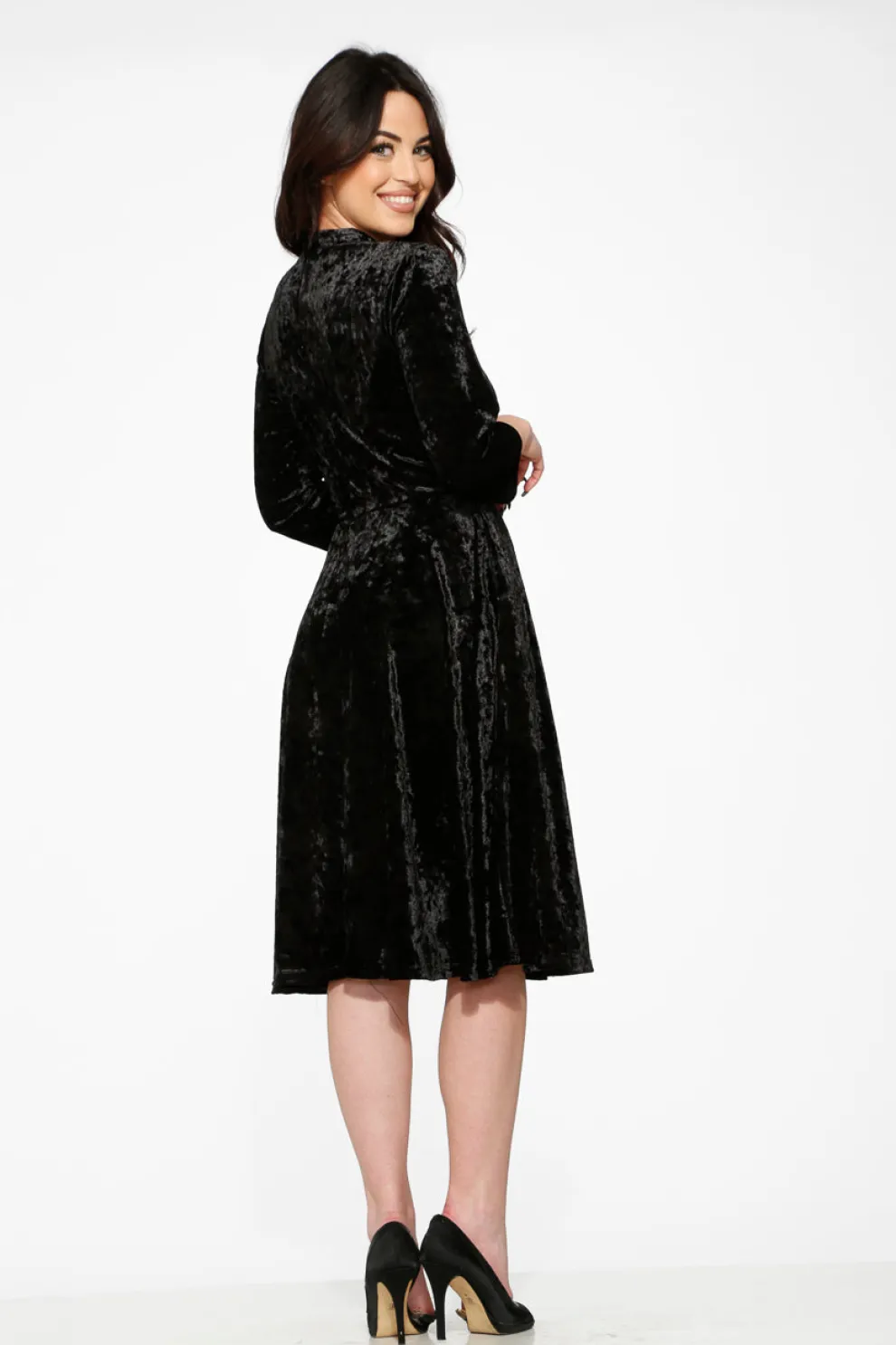 Black Diamond Velvet Swing Dress