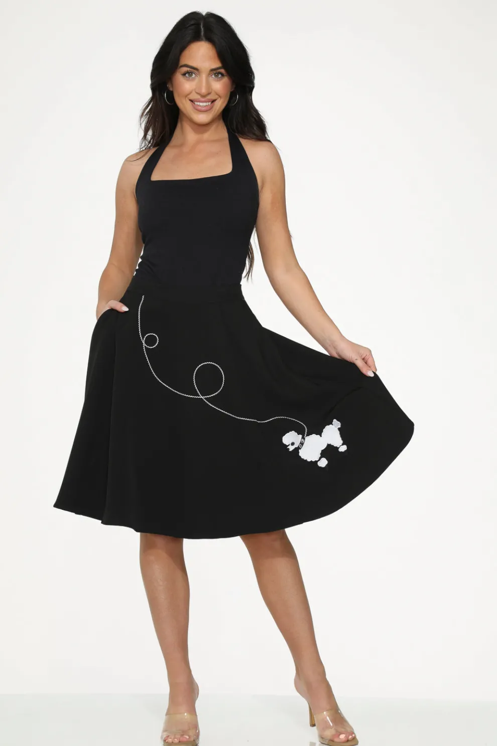 Black Embroidered Poodle Skirt