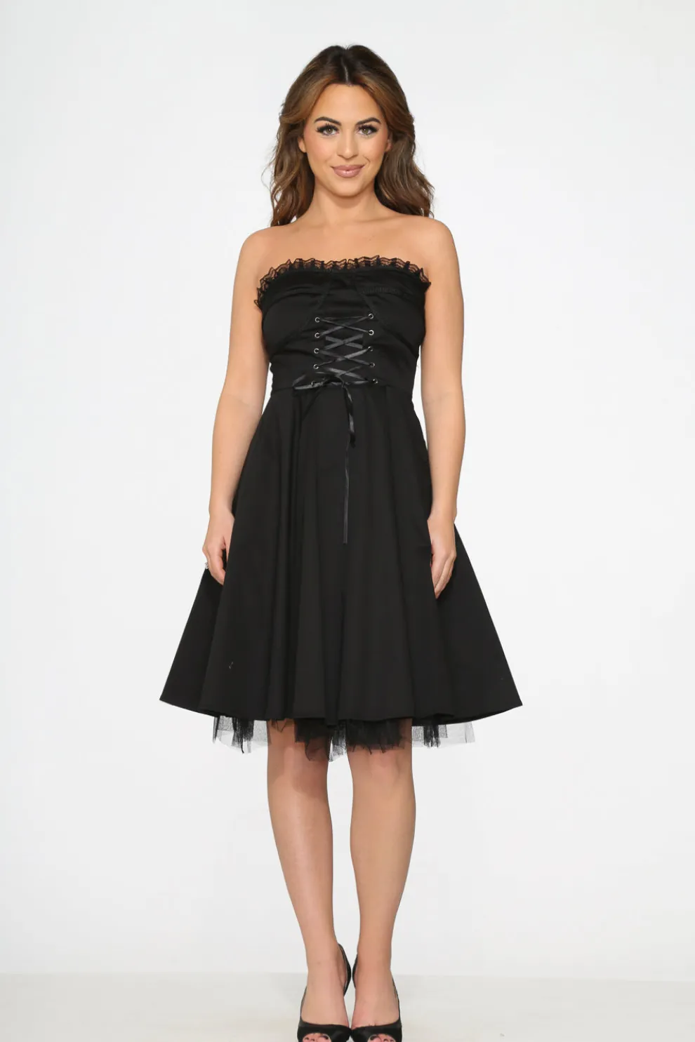 Black Strapless Swing Dress