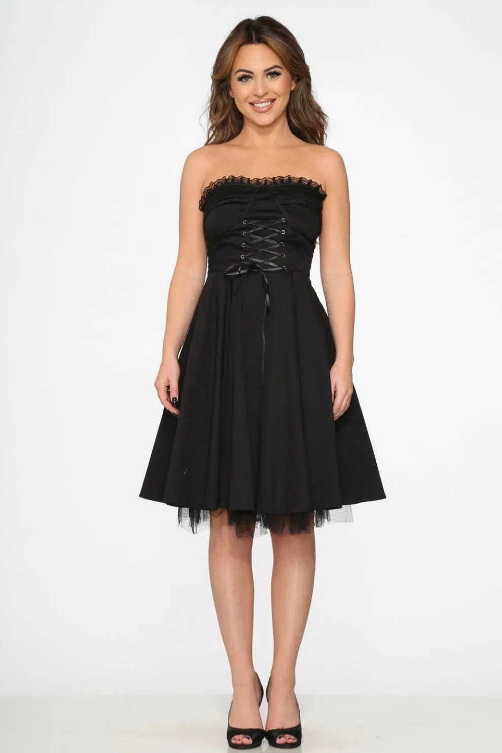 Black Strapless Swing Dress