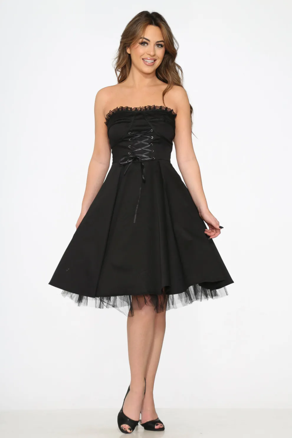 Black Strapless Swing Dress