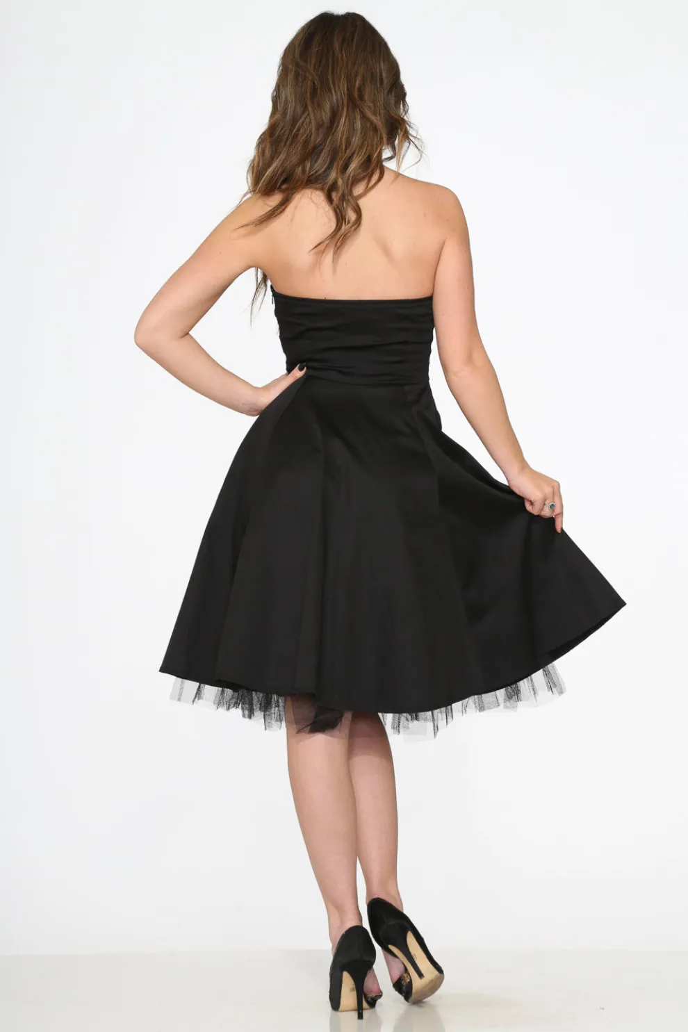 Black Strapless Swing Dress