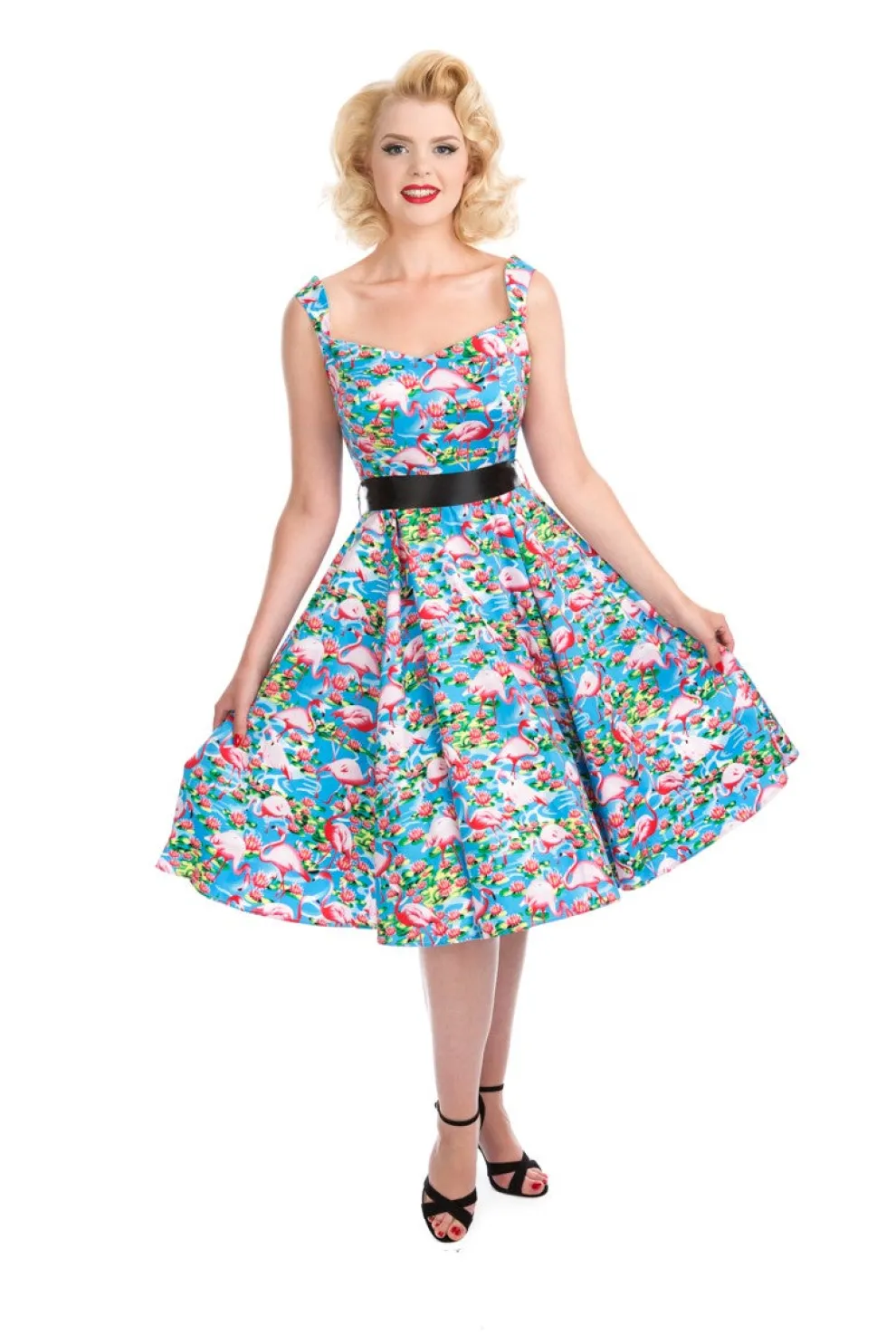 Blue Ocean & Pink Flamingo Swing Dress