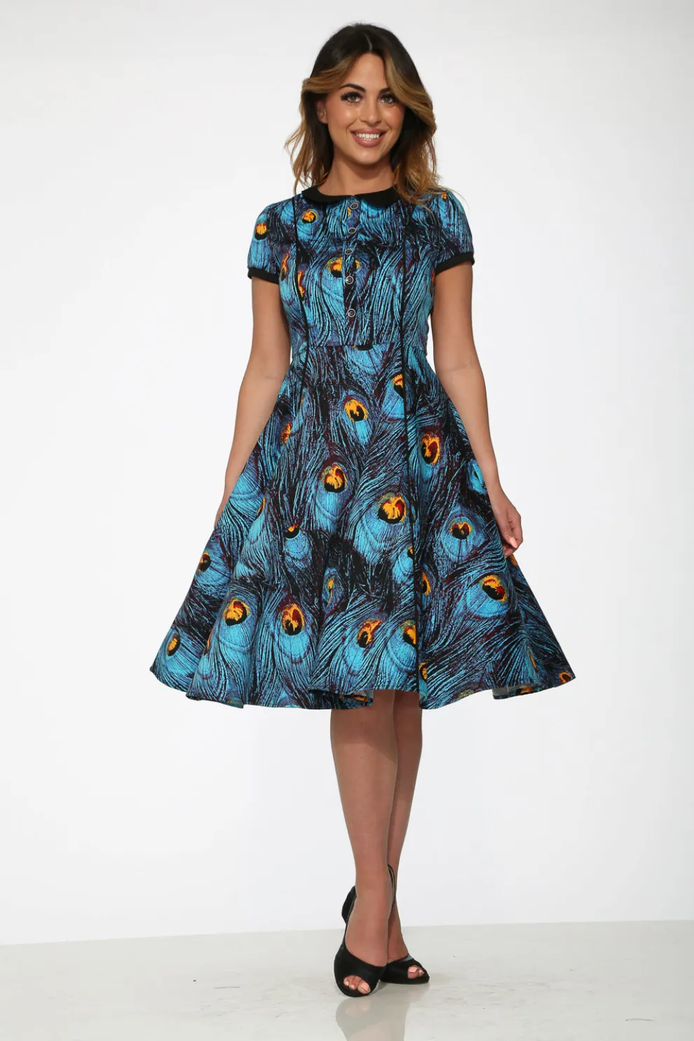 Blue Peacock Swing Dress