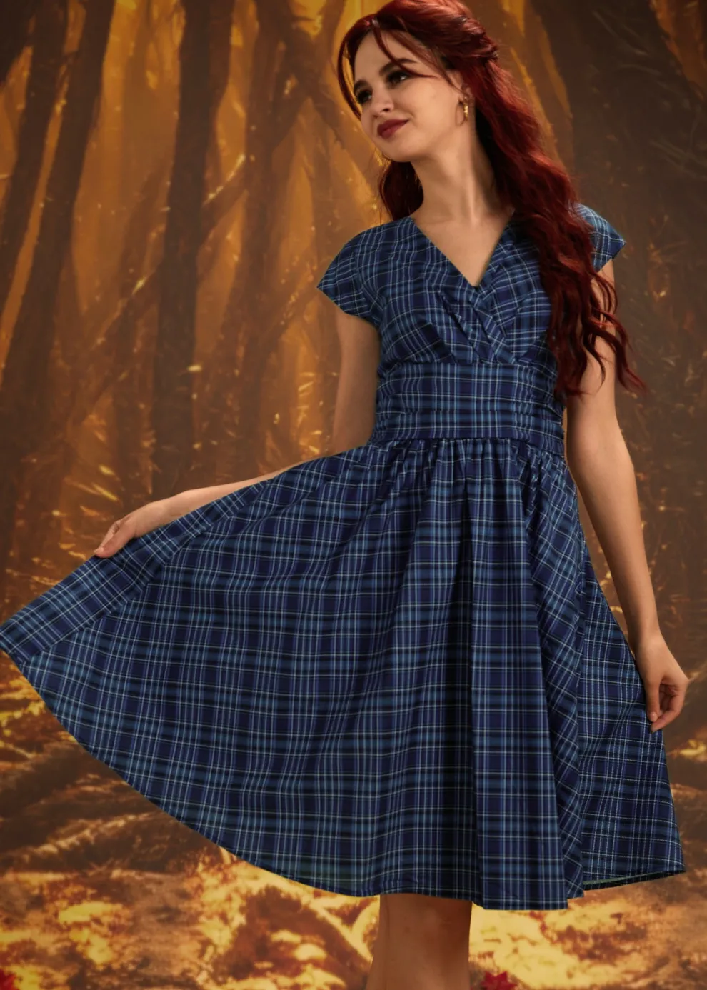 Blue Plaid Greta Dress