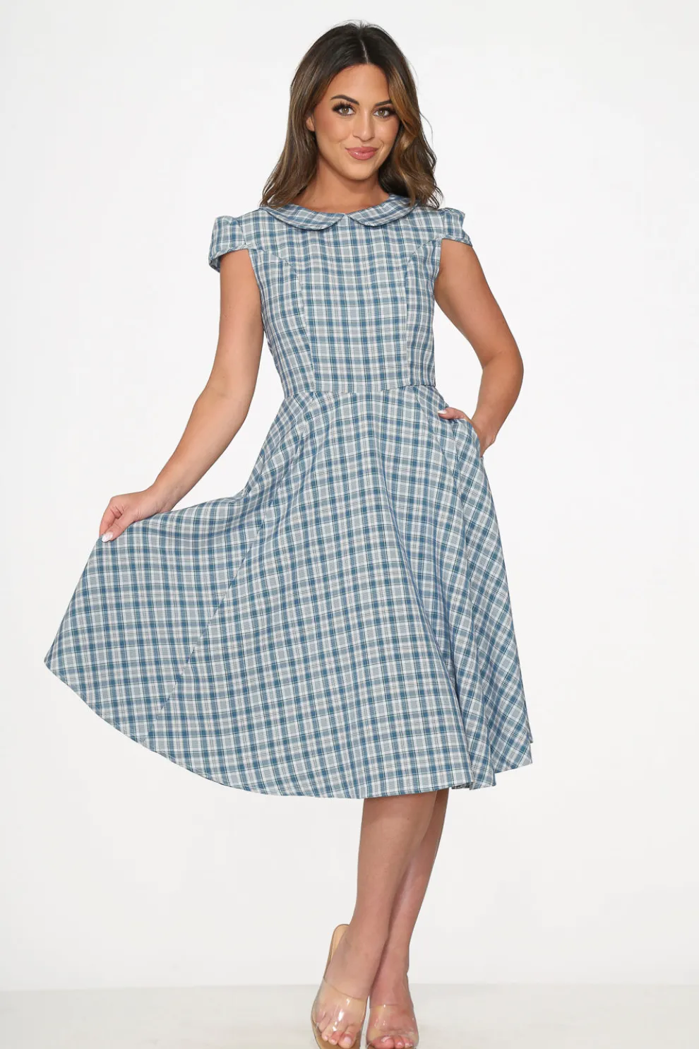 Blue Plaid Swing Dress