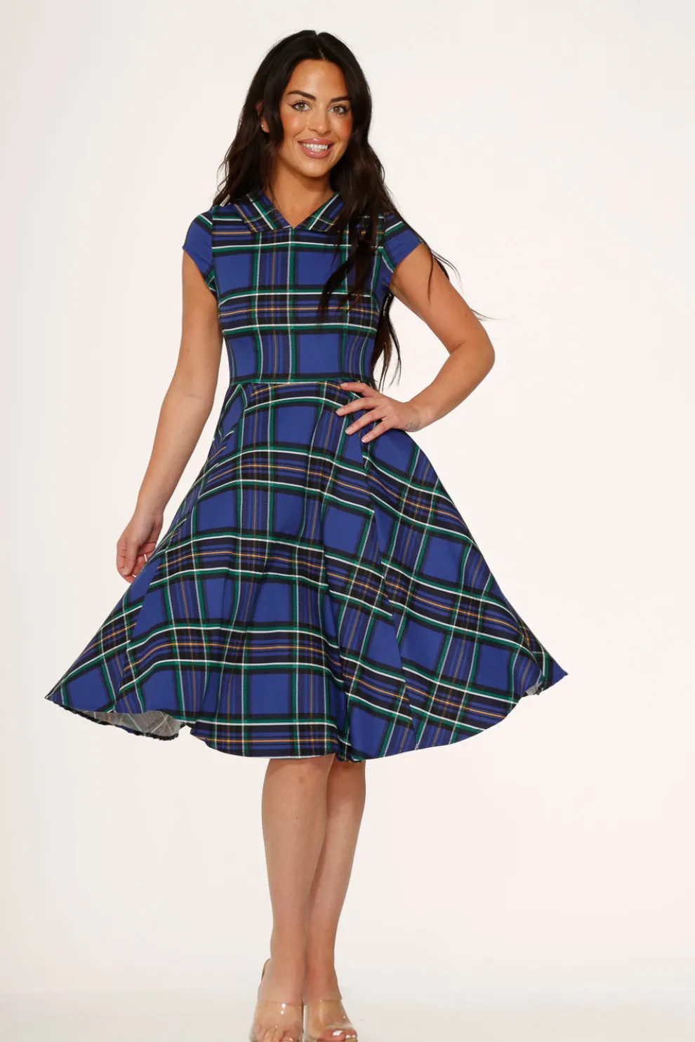 Blue Plaid Swing Dress