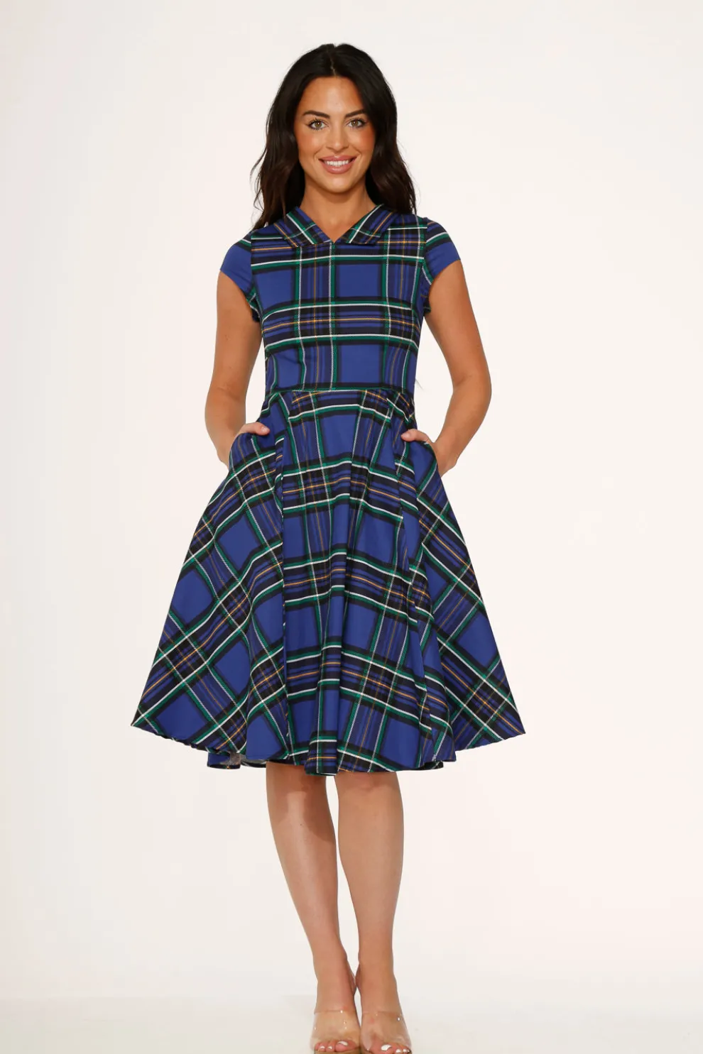 Blue Plaid Swing Dress