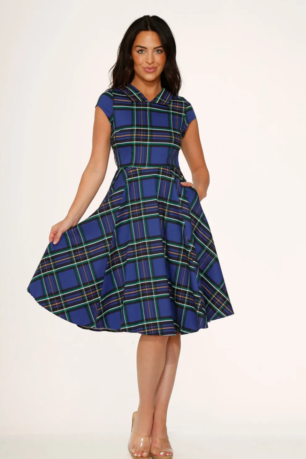 Blue Plaid Swing Dress