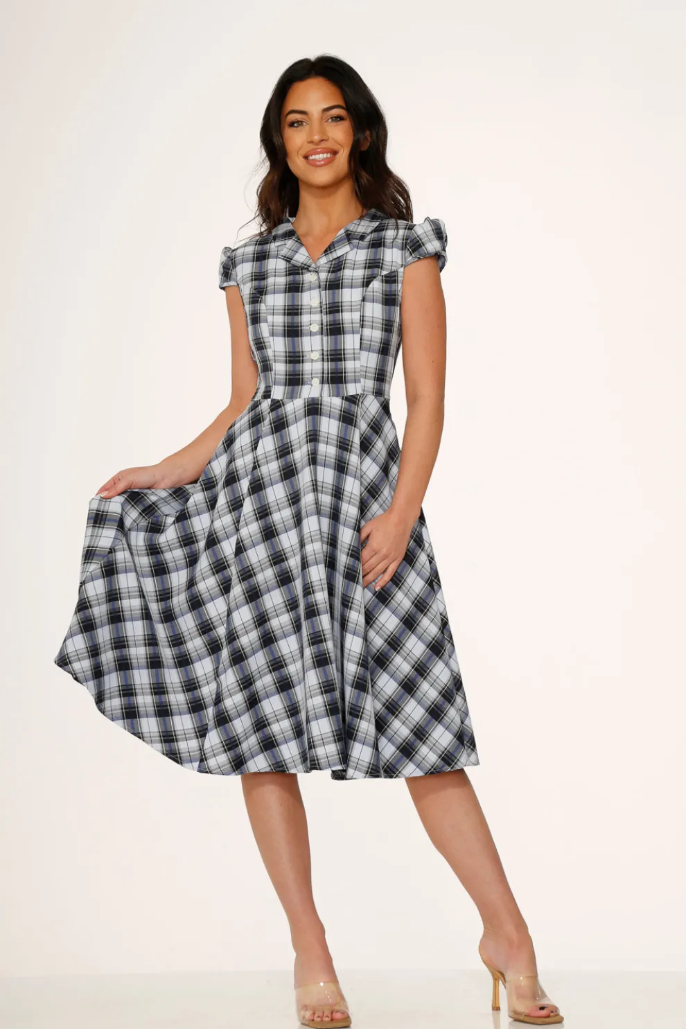Blue Plaid Swing Dress