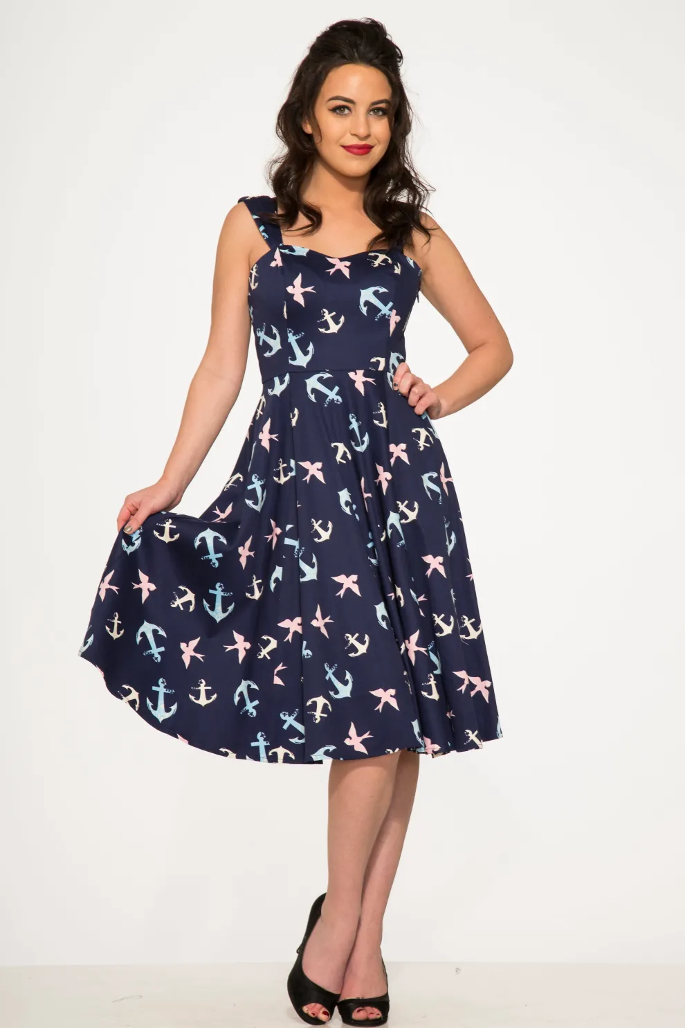Blue Swallows & Anchor Swing Dress