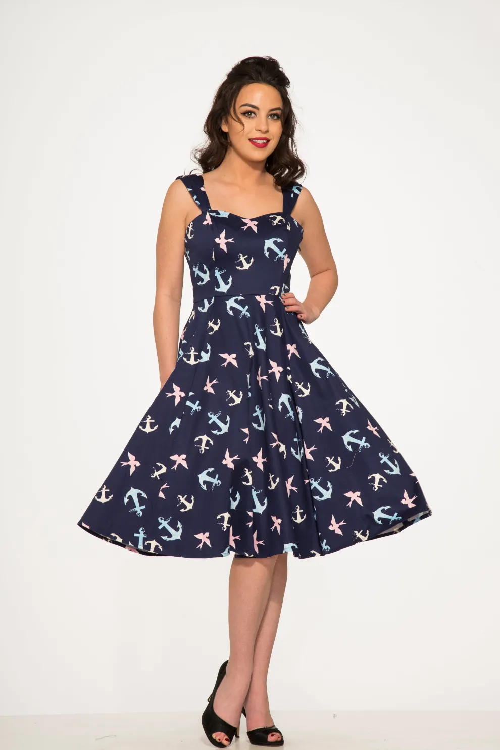 Blue Swallows & Anchor Swing Dress