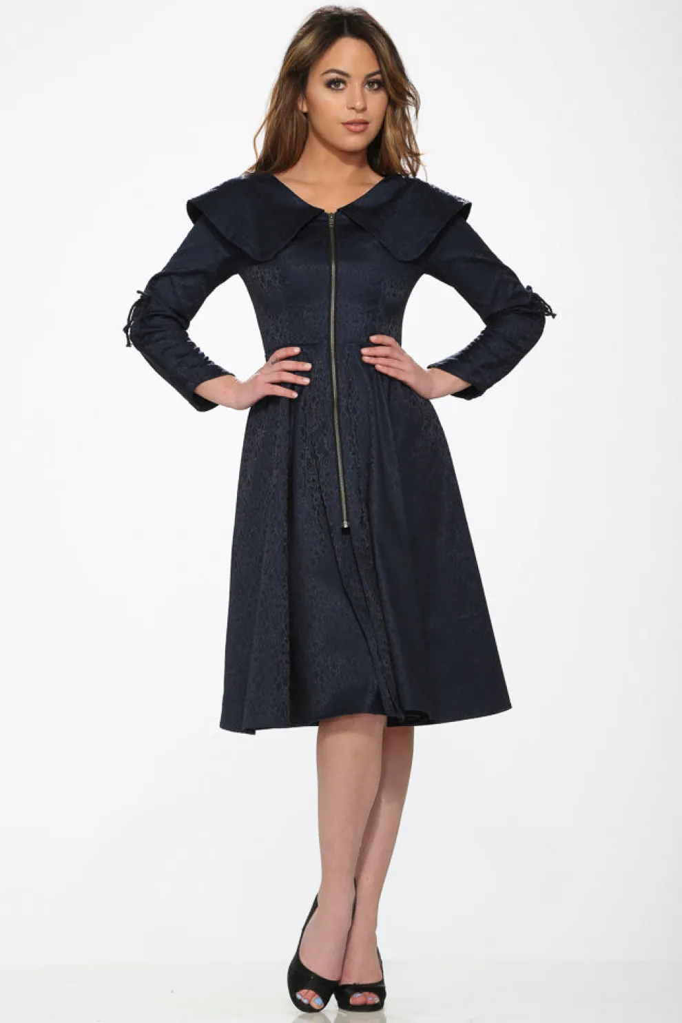 Blue Zipper Swing Dress