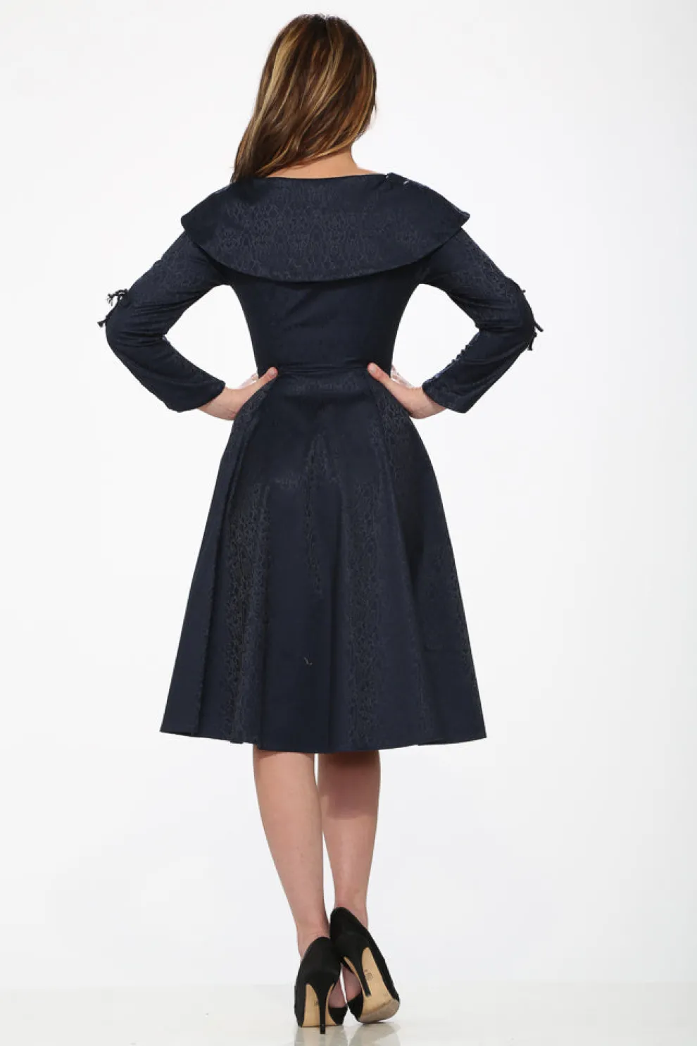 Blue Zipper Swing Dress