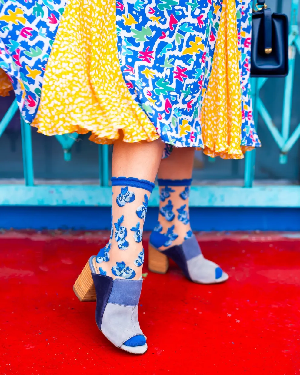 Blueberry Ruffle Sheer Crew Sock