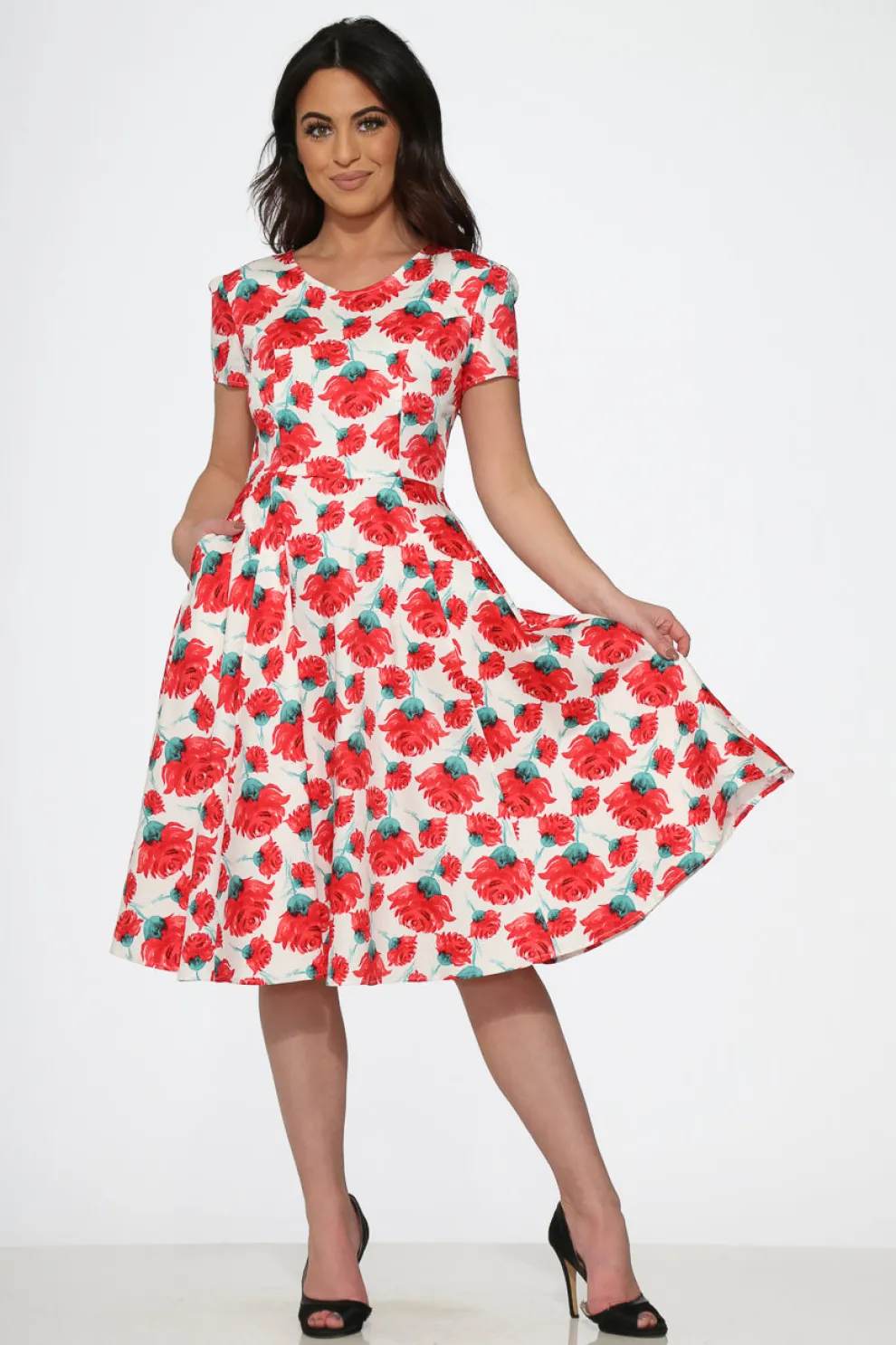 Bold Floral Swing Dress