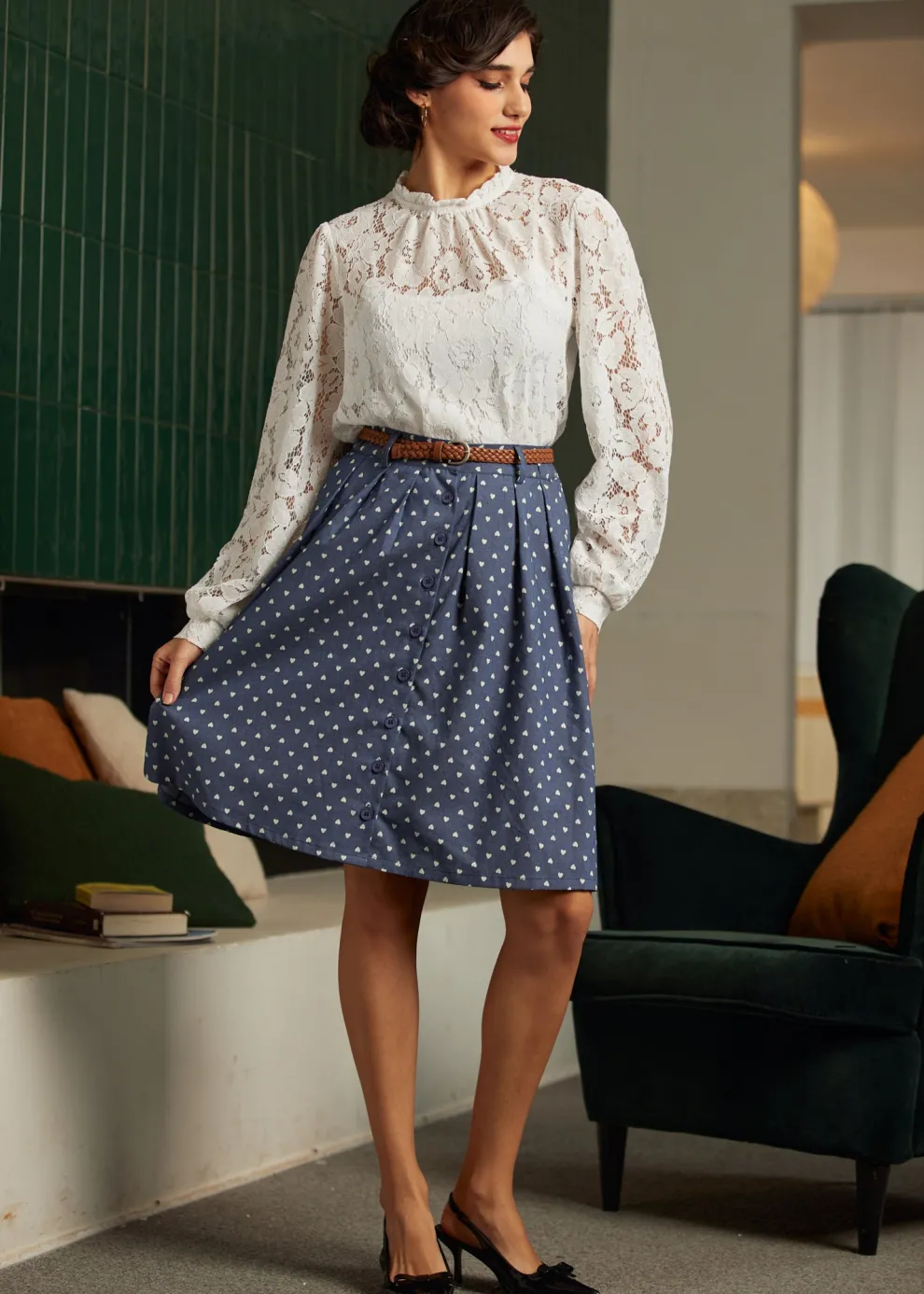 Bookstore's Best Chambray A-Line Skirt