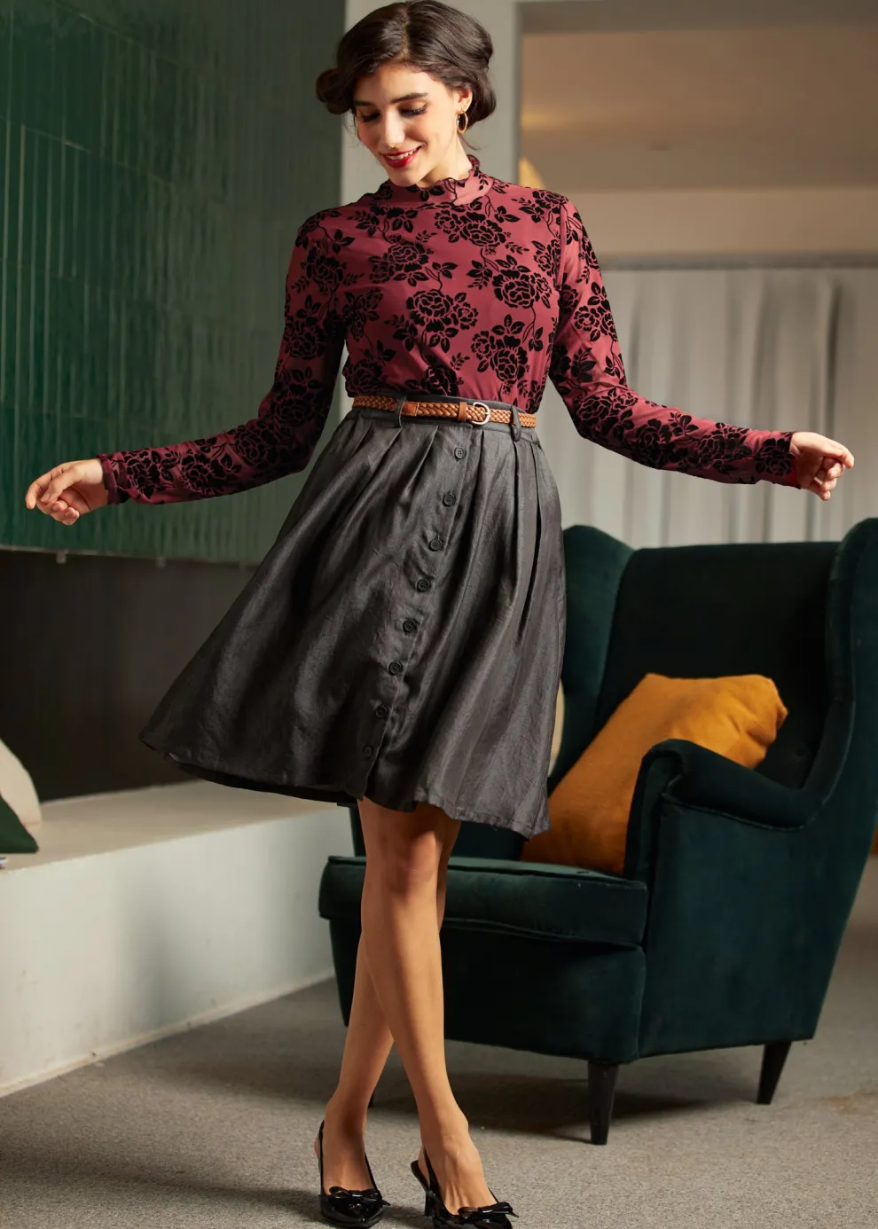 Bookstore's Best Chambray A-Line Skirt