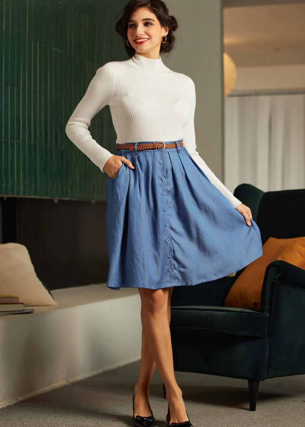 Bookstore's Best Chambray A-Line Skirt