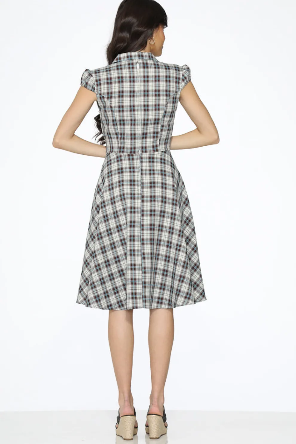 Brown & Blue Plaid Swing Dress