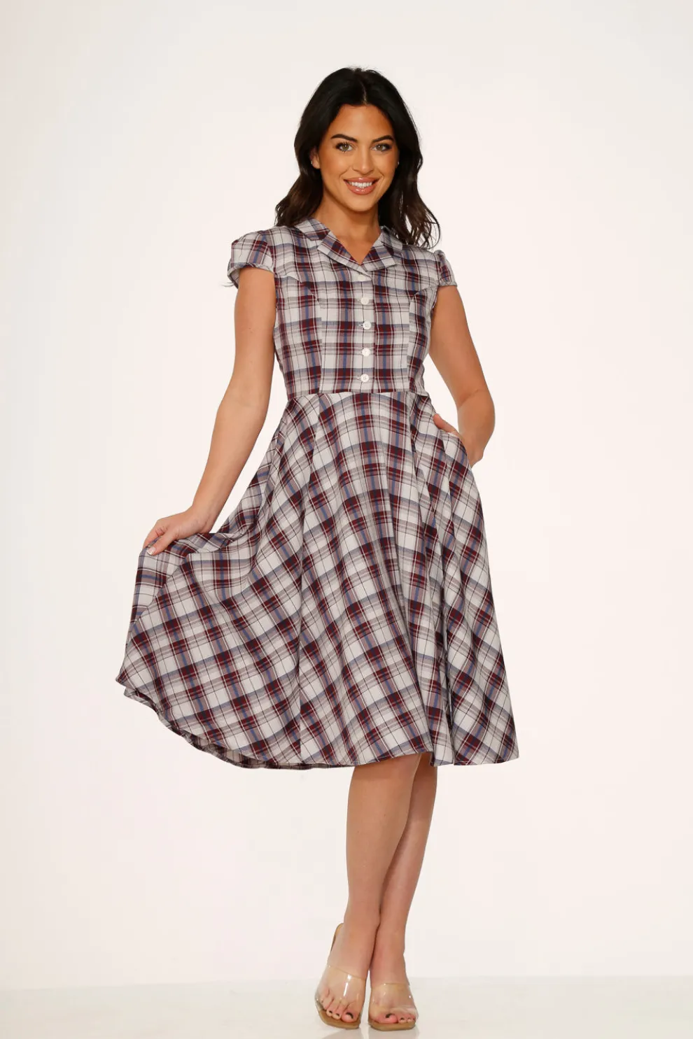 Brown Plaid Swing Dress