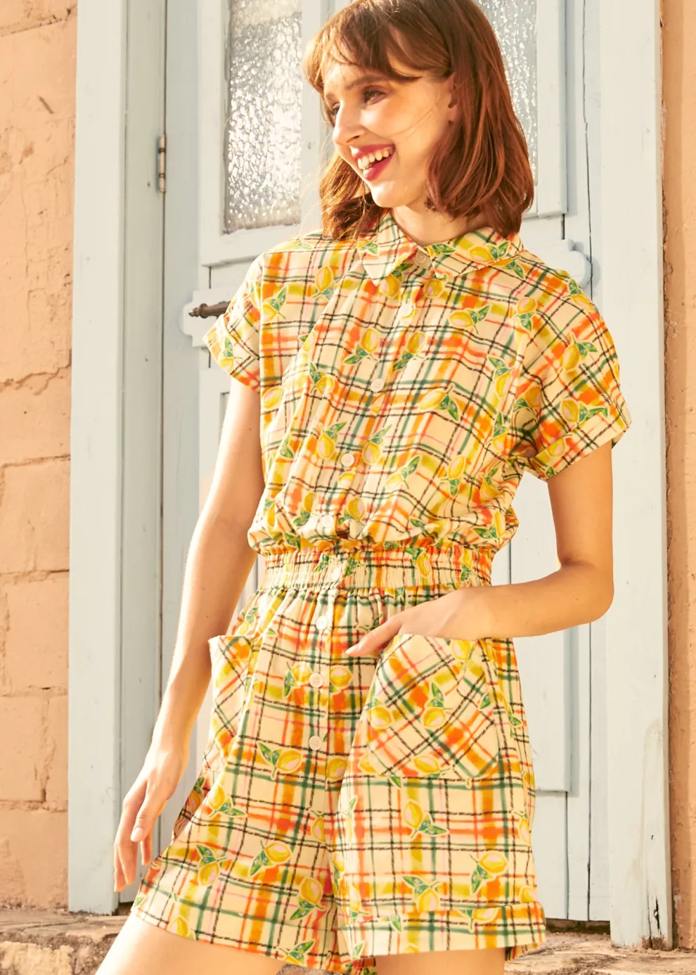 Buttoned Up & Out Romper