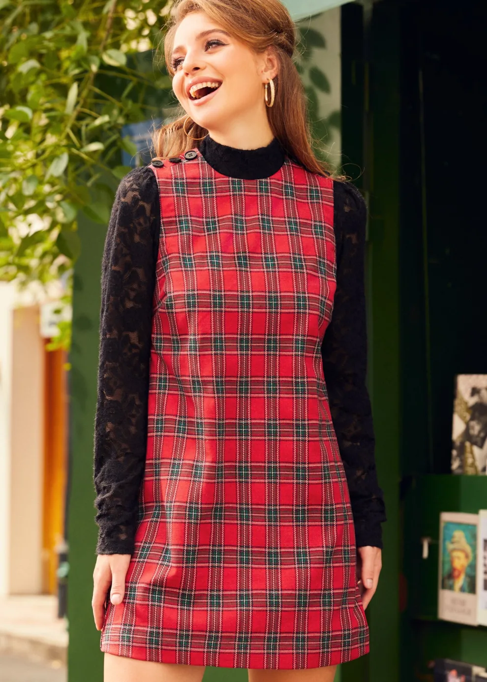 Checkered Charm A-Line Shift Dress